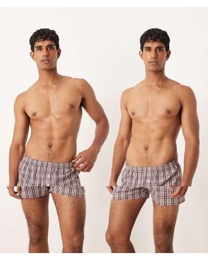 ASOS 2 Pack Woven Boxers - Brown