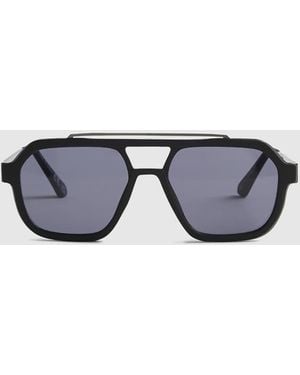 River Island Rubberised Aviator Sunglasses - Blue