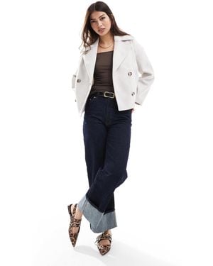 Stradivarius Button Down Wool Look Jacket - Blue