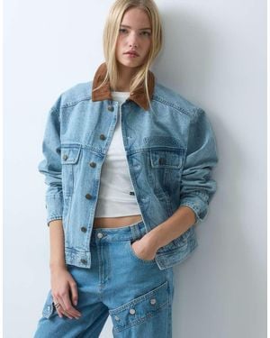 House Of Sunny Western Jacket With Corduroy Collar - Blue