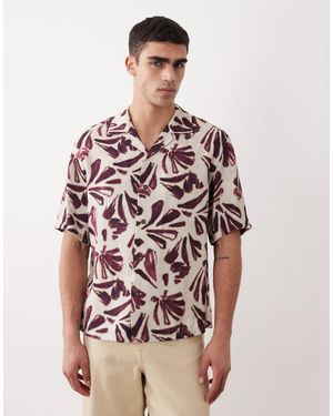Mango Abstract Alm Print Short Sleeve Shirt - Red
