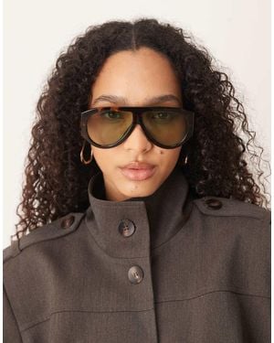 ASOS Wide Temple Aviator Sunglasses - Black