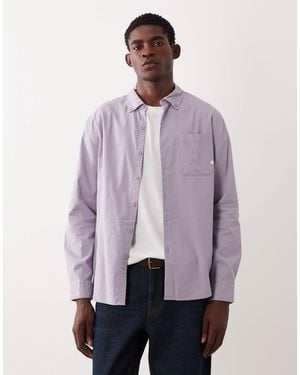Farah Netherton Long Sleeve Logo Cord Shirt - Purple