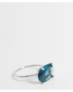 ASOS Asos Design Curve Ring With Blue Stone Setting