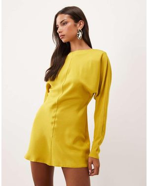ASOS Batwing Mini Dress With Cowl Back - Yellow