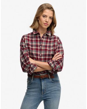 Superdry Kariertes flanellhemd mit relaxed fit - Rot