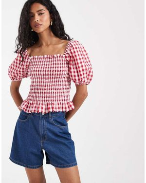 Vero Moda Kirsa High Waist Loose Fit Denim Shorts - Red