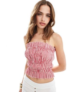 ASOS Fascia Arricciata Rossa A Quadretti Con Bordi Grezzi - Rosa