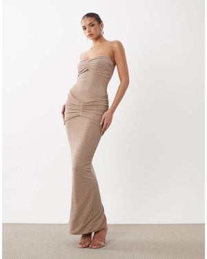 Wanderdoll Pia Bandeau Ruched Hotfix Maxi Dress - White