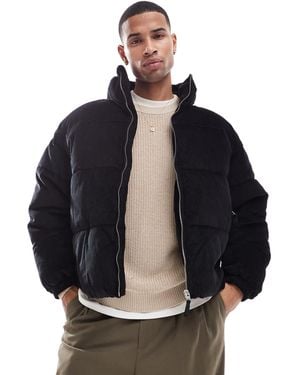 Bershka Cord Puffer Jacket - Black