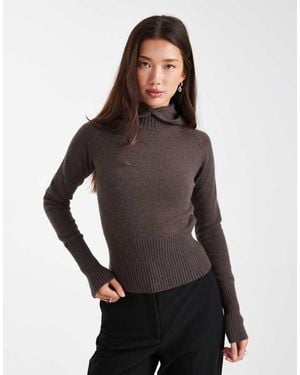 Daisy Street Fitted Hooded Knit Top - Grey