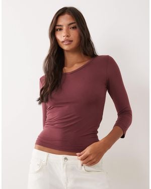 Gina Tricot V-neck 3/4 Sleeve Top - Red