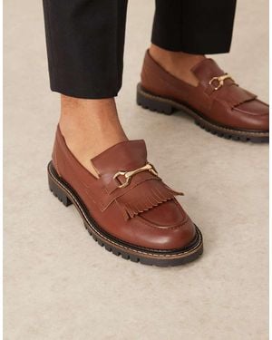 Noak Mocasines Con Bridón Y Flecos De Cuero Elaborado En Portugal De - Marrón
