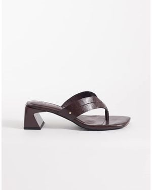 ASOS Honest Toe Thong Block Heeled Sandals - Brown