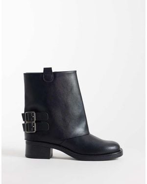 London Rebel Square Toe Knee Boots - Black