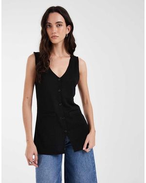 JJXX Longline Knitted Vest - Black