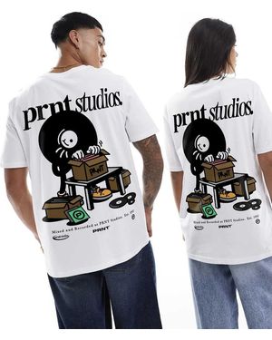 PRNT Studios Vinyl Front Print And Back Print Relaxed T-Shirt - Metallic