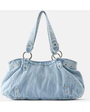 Pull&Bear Denim-shopper mit ringen - Blau
