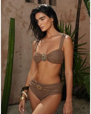 Moda Minx X Zoe Servini Glitter Wrap Bikini Bottom - Brown