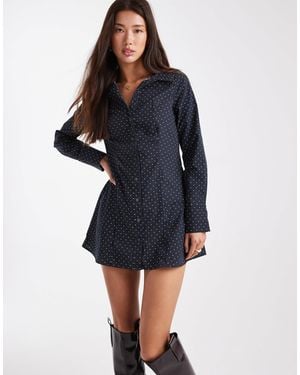 Miss Selfridge Fitted Poplin Shirt Dress - Blue