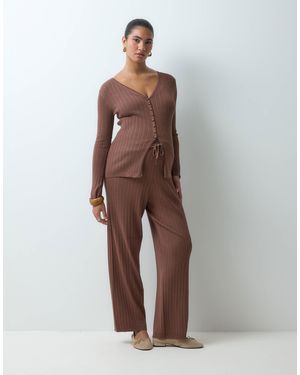 Vero Moda Weite rippjersey-hose, über den po reichend, als kombiteil - Braun