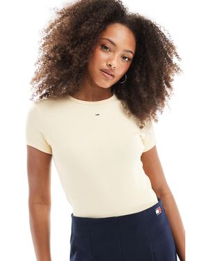 Tommy Hilfiger T-shirt ajusté en tissu côtelé - Jaune
