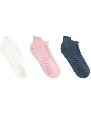 Oysho 3 Pairs Of Tab Cotton Blend Trainer Socks - Blue
