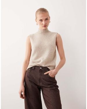 Abercrombie & Fitch Mock Neck Jumper Vest - Natural