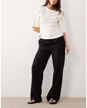 Cotton On Haven Pull On Wide Leg Linen Blend Trousers - White