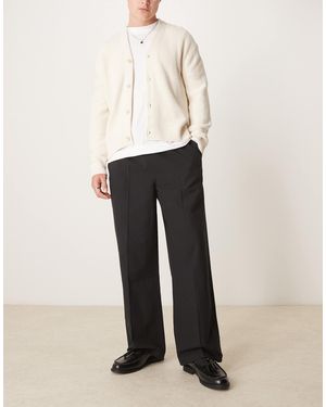 ASOS – schmal zulaufende oversize-hose aus baumwoll-leinenmix - Weiß