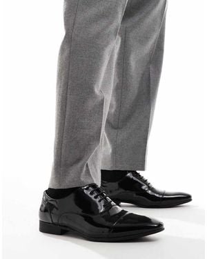 SEQWL Zapatos Oxford Negros De Cuero Sintético Gunners De - Gris