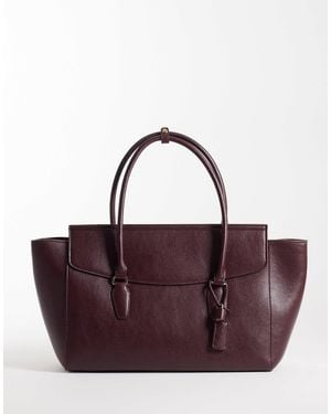 Mango Faux Leather City Bag - Purple