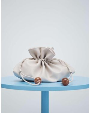 ASOS Ruched Resin Ball Pouch Clutch Bag With Detachable Shoulder Strap - White