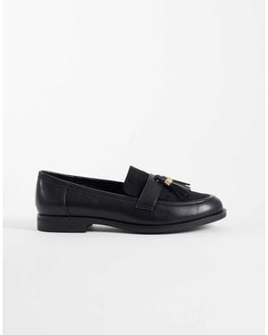 London Rebel Amber Tassel Penny Loafers - Black