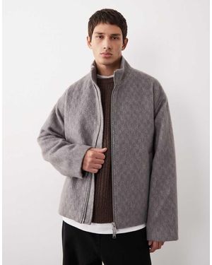 ASOS COLLECTIVE Chaqueta Extragrande De Estilo Entrenador De Mezcla De Lana De - Gris