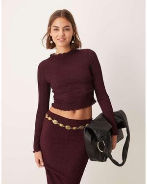 New Look Co-ord Texture Long Sleeve Funnel Neck Top - Red