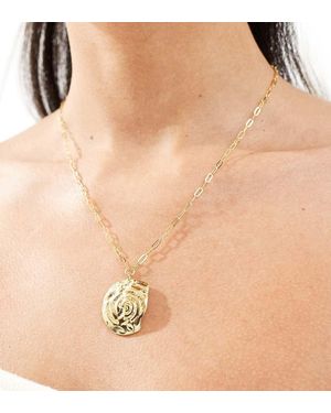 Orelia Vergulde Ketting Met Gesmolten Schelpmedaillon - Naturel