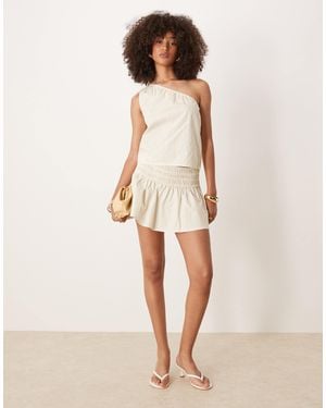 Motel Nelesi Candy Stripe Co-Ord Mini Skirt - Natural