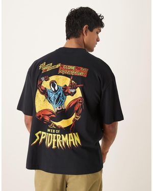 ASOS Camiseta Negra Extragrande Con Estampado De "Spiderman" De - Gris