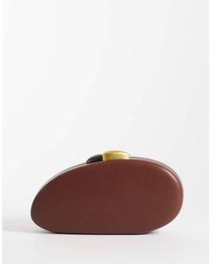ASOS Clutch Rígido Redondo Con Herrajes Dorados En-Marrón