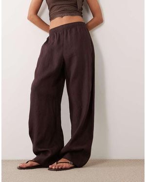 ARKET Pantalones De Pernera Barrel De Lino De - Marrón