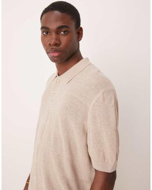 ASOS Polo Beis De Corte Cuadrado Holgado De Punto De -Neutro