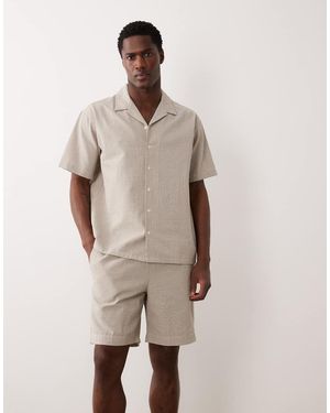 JJ Rebel Co Ord Seersucker Shorts - Natural