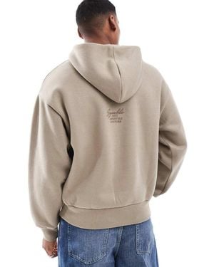 Bershka Boxy Tonal Back Print Hoodie - Grey