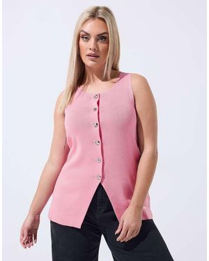 Yours Clothing Knitted Vest Top - Pink