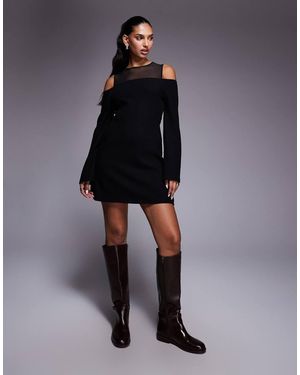 ASOS Supersoft Bardot Double Layer Mesh Mini Dress - Black