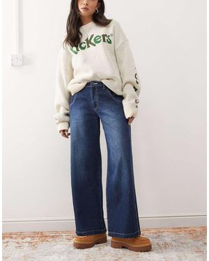 Kickers Jeans A Fondo Ampio Color Indaco Con Tasca - Blu