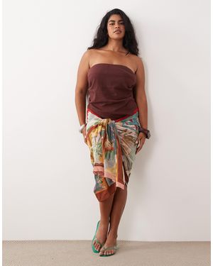 ASOS Asos design curve – posey positano – maxi-sarong mit postkarten-print - Rot