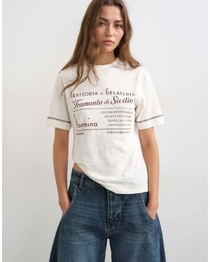 TOPSHOP 'Tramonto Di Sicilia' Graphic Tee - White