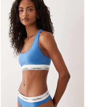 Calvin Klein Icon Cotton Modal Unlined Bralette - Blue